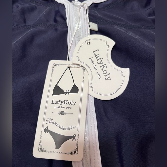 LafyKoly Red/White/Blue Side Cut Out Monokini Size XL (US 10-12) - Picture 13 of 14